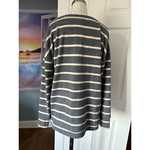 NWT Haven Well Within soft comfy L/S gray striped top Medium Org. $68 - Picture 5 of 5